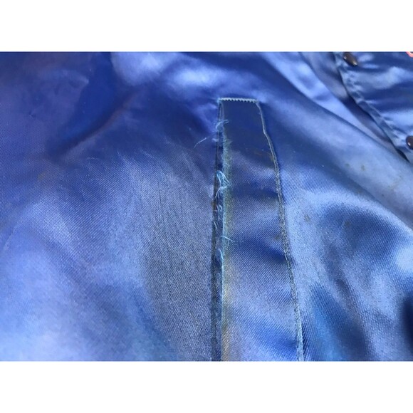 Vintage Snap-on Tools Jacket Blue Satin Snap Front XL Swingster Made In USA - Picture 8 of 14
